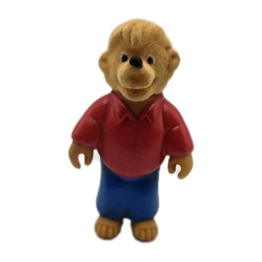 Vintage 1986 Berenstain Bears Brother Bear Flocked Figure Velvet Texture